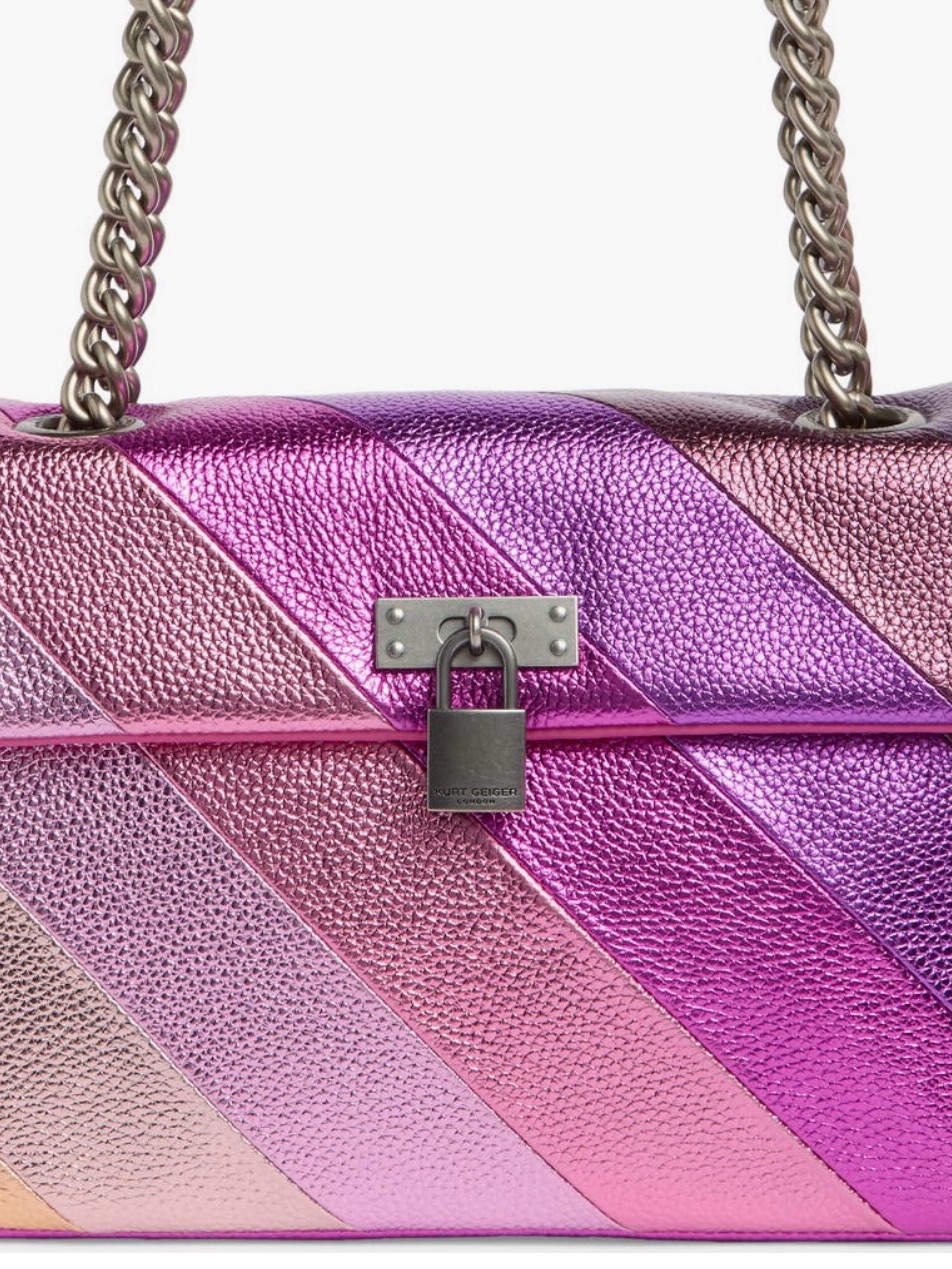 Kurt Geiger Metallic Pink To Purple Ombre Chain Shoulder Bag